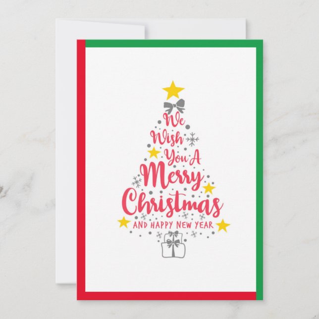 Cartão De Festividades Desejamos a você um Feliz Natal Pine Feriado (Frente)