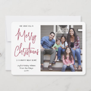 Cartão De Festividades Desejamos a Você um Feliz Natal Vermelho Script 1