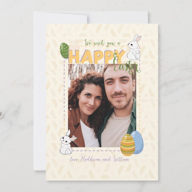 Cartão De Festividades Desejamos-lhe uma família de fotos Felzs pascoa (Frente)