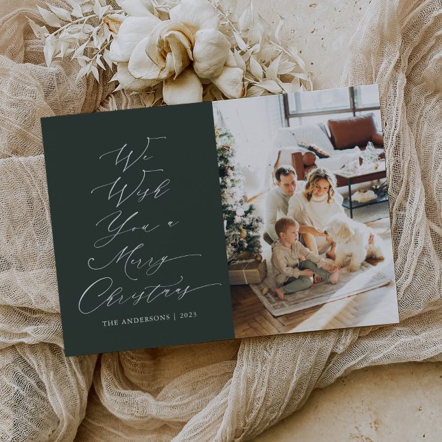 Cartão De Festividades Desejamos-lhe uma feliz foto de Natal (Criador carregado)