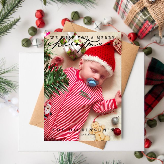 Cartão De Festividades Desejamos-Lhe Uma Feliz Hol De Natal Da Família (Criador carregado)