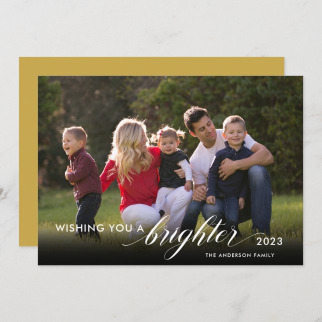 Cartão De Festividades Desejando a você Anos novos Dourados de fotos do B (Frente/Verso)