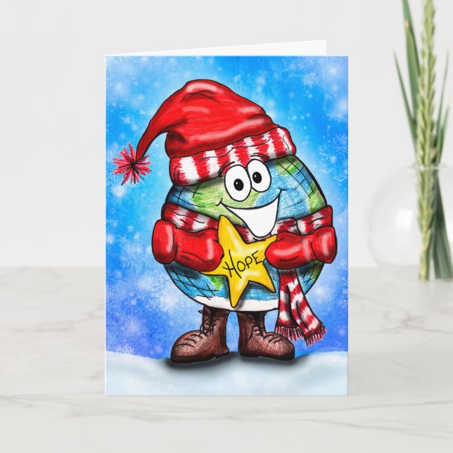 Cartão De Festividades Desejando a você um Mundo de Esperança (Frente)