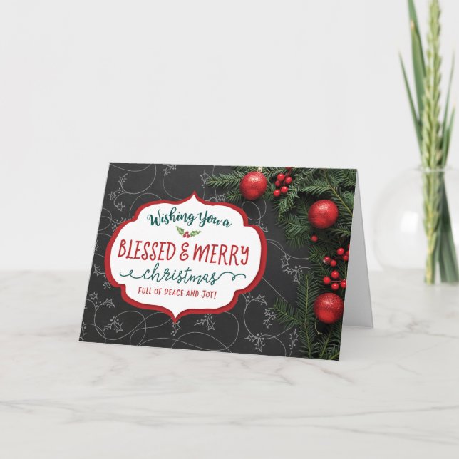 Cartão De Festividades Desejando a você um Natal abençoado e alegre (Frente)
