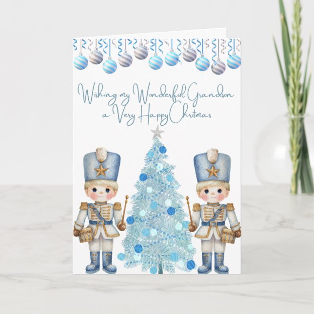 Cartão De Festividades Desejando ao meu neto um Natal maravilhoso (Frente)