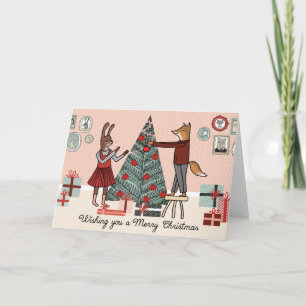 Cartão De Festividades Desejando lhe o Feliz Natal - decore a árvore