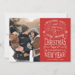 Cartão De Festividades Desejando-lhe uma foto de Natal muito feliz<br><div class="desc">Cartões de natal fotográficos movidos pela tipografia com as palavras "Desejar a você e a toda a sua família um Natal muito feliz e um maravilhoso Ano Novo".</div>