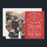 Cartão De Festividades Desejando-lhe uma foto de Natal muito feliz<br><div class="desc">Cartões de natal fotográficos movidos pela tipografia com as palavras "Desejar a você e a toda a sua família um Natal muito feliz e um maravilhoso Ano Novo".</div>