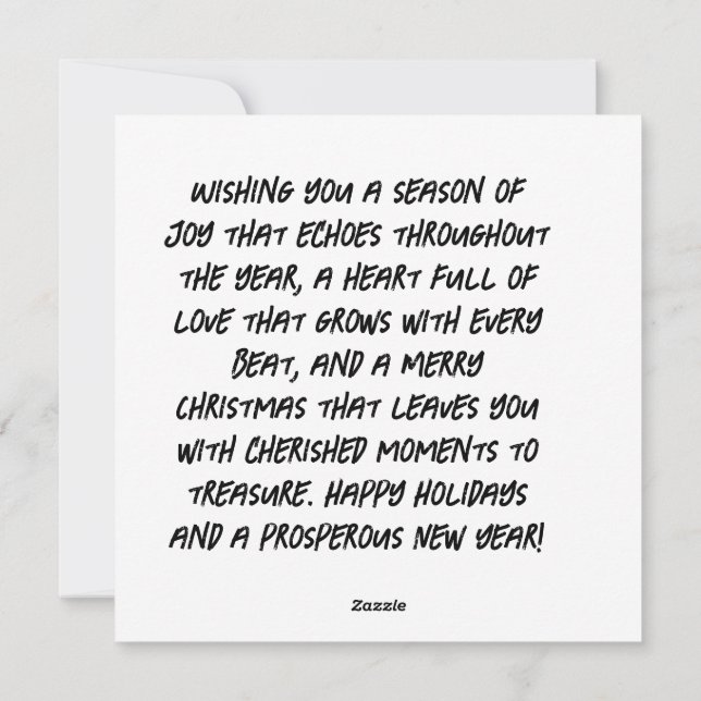Cartão De Festividades Desejando-lhe uma temporada de alegria que ecoa (Verso)