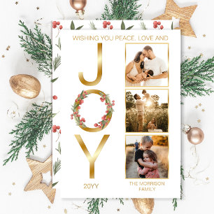 Cartão De Festividades Desejando Paz Amor e Alegria 3 Fotos Natal