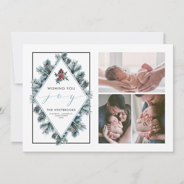 Cartão De Festividades Desejando que você Joy Holiday Fotografe Collage (Frente)