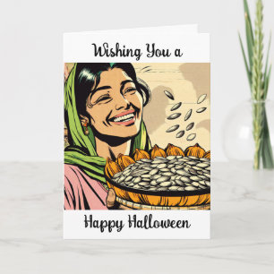 Cartão De Festividades Desejando um Feliz Halloween Nostálgico