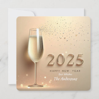 Cartão De Festividades Desejo de Ano Novo Champagne