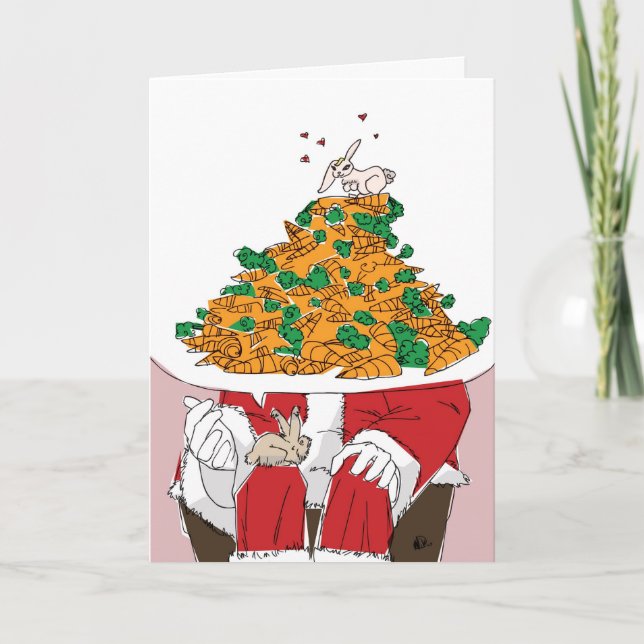 Cartão De Festividades Desejo de Natal de Coelho (Frente)