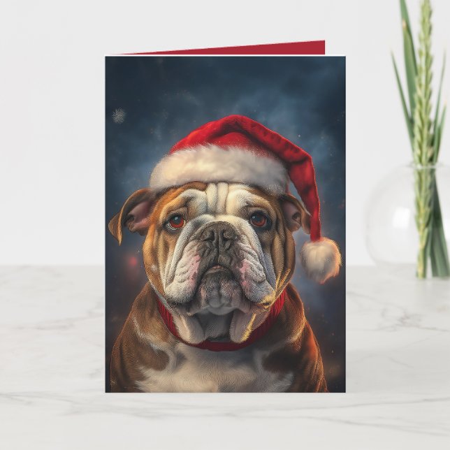 Cartão De Festividades "Desejo de Natal do Bulldog" (Frente)