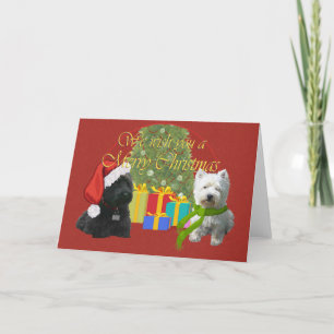 Cartão De Festividades Desejo de Natal para Scottie e Westie