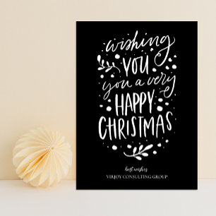 Cartão De Festividades Desejo-Lhe Feliz Natal, Black Script Business