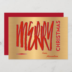 Cartão De Festividades Desejo-Te Um Feliz Natal Vermelho E Moderno