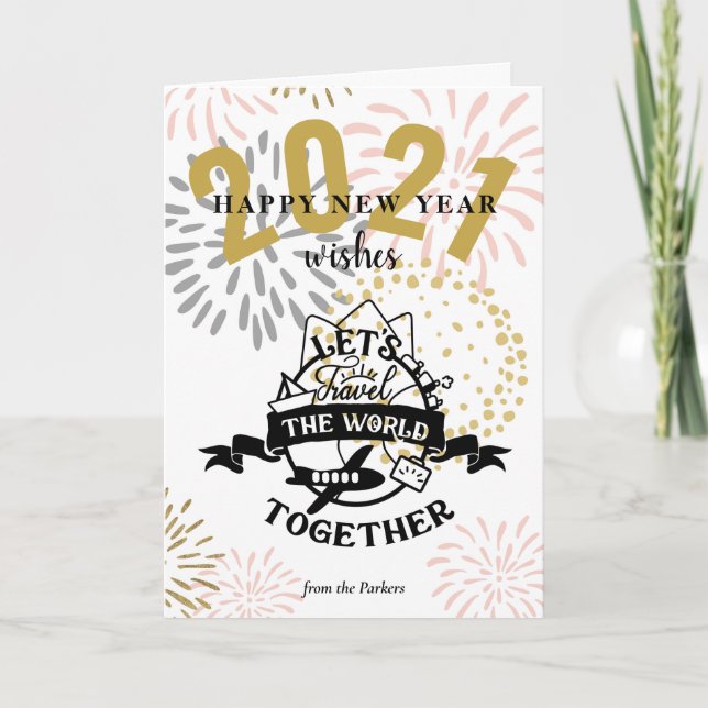 Cartão De Festividades DESEJOS 2021 | Viagem De Vamos Do Mundo Em Conjunt (Frente)