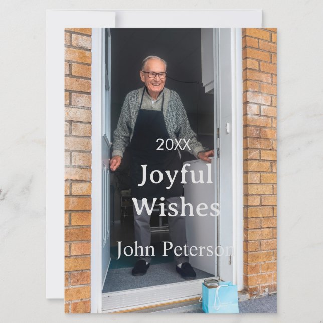 Cartão De Festividades Desejos alegres adicionam nome foto homem feriados (Frente)