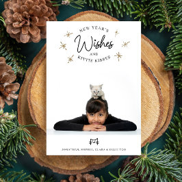 Cartão De Festividades Desejos de Ano Novo, Gato de Gato Gato Beija Foto