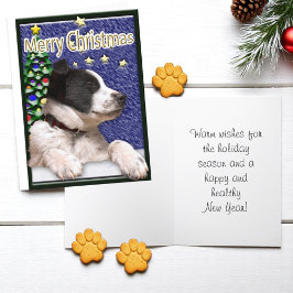Cartão De Festividades Desejos de Natal Cachorrinho Fofo Personalizado no