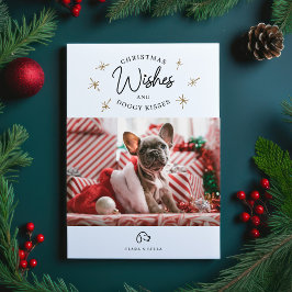 Cartão De Festividades Desejos de Natal, Cachorro Pupado Beija Foto Pet F