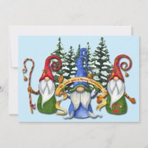 Cartão De Festividades Desejos de Natal do Gnome Divertido