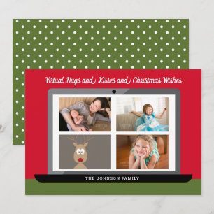 Cartão De Festividades Desejos de Natal Virtual - Reunião de 3 Fotos
