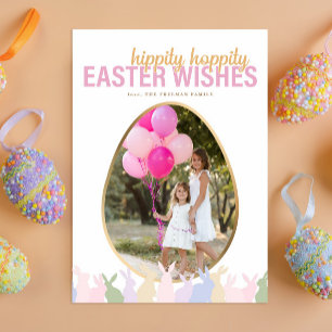 Cartão De Festividades Desejos de Páscoa Hippity Hoppity Personalizados c