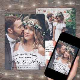 Cartão De Festividades Desejos do novo Sr & Sra - Duas Fotos de Casamento