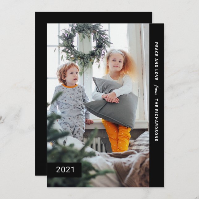 Cartão De Festividades Desejos Festivos | Foto Moderna (Frente/Verso)