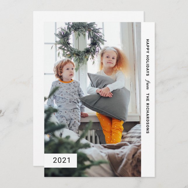 Cartão De Festividades Desejos Festivos | Foto Moderna (Frente/Verso)