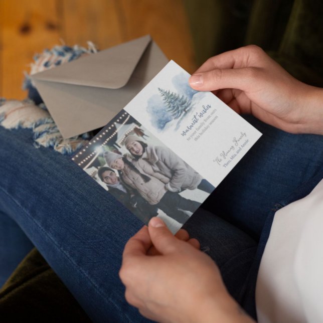 Cartão De Festividades Desejos Mais Quentes Árvore Sempre Verde Coberta d (Criador carregado)