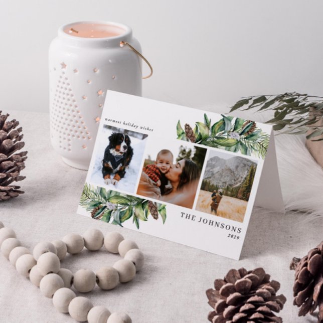 Cartão De Festividades Desejos mais quentes de inverno Fir Cone Greenery  (Get into the holiday spirit with a heartfelt folded christmas card! 🎅)