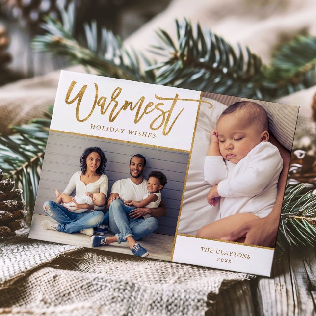 Cartão De Festividades Desejos mais quentes Foto de ouro azul 2 (Criador carregado)