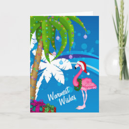 Cartão De Festividades Desejos mais quentes Palm Trees Flamingo Beach Nat