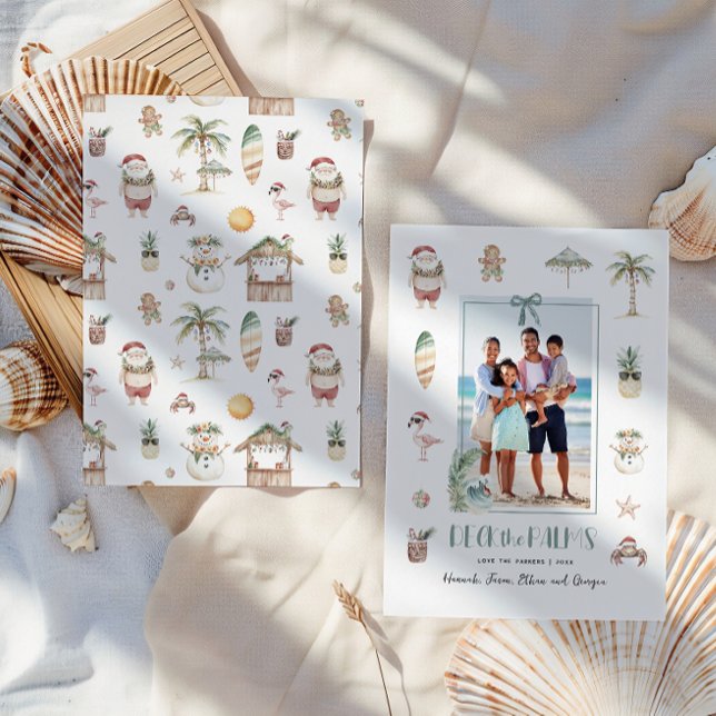 Cartão De Festividades Desembata as palmas | Foto de Natal tropical diver (Criador carregado)