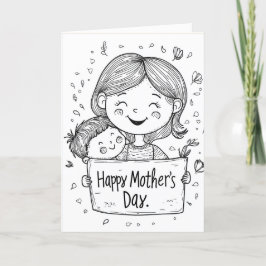 Cartão De Festividades Desenhar de mão e Feliz dia de as mães