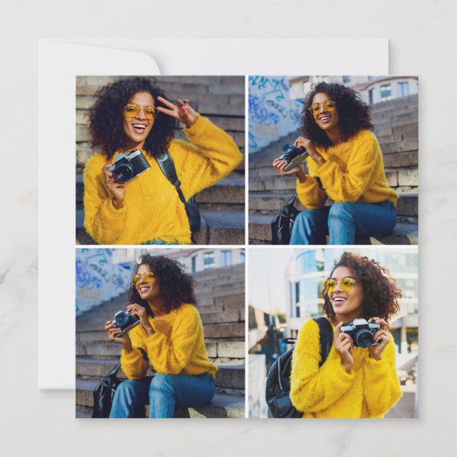 Cartão De Festividades Desenhe Seu Próprio Colagem de 4 Fotos (Frente)