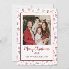 Cartão De Festividades Desenho à Mão Caprichoso Vermelho