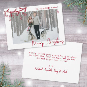 Cartão De Festividades Desenho à Mão Caprichoso Vermelho Feliz Natal