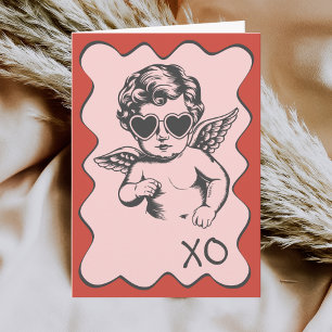 Cartão De Festividades Desenho à Mão Divertido Cupido Romântico XO Dia do
