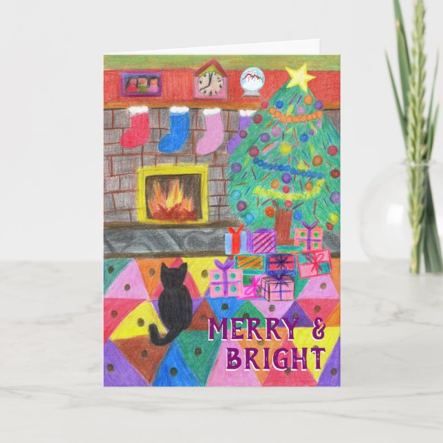 Cartão De Festividades Desenho da Cena de Natal (Frente)