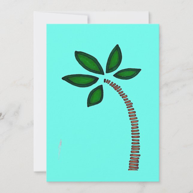 Cartão De Festividades Desenho da palmeira castanha e verde (Frente)