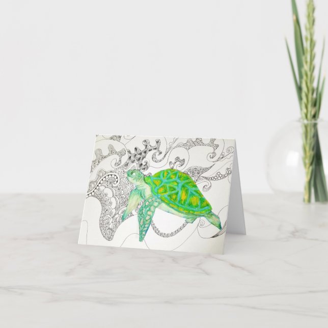 Cartão De Festividades desenho da tartaruga marinha (Frente)
