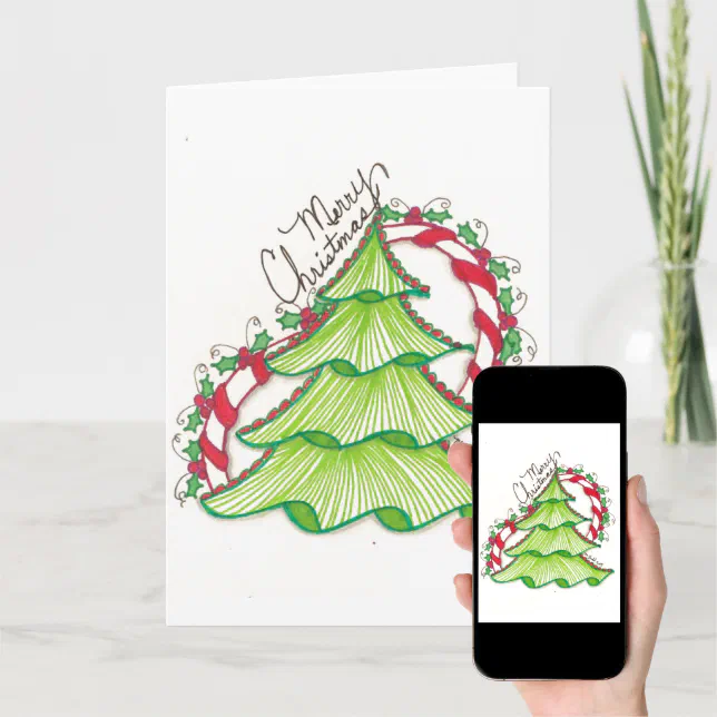 Cartão De Festividades Desenho de Árvore de Natal - Bonito