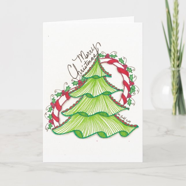 Cartão De Festividades Desenho de Árvore de Natal - Bonito