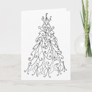 Cartão De Festividades Desenho de Árvore de Natal Suave