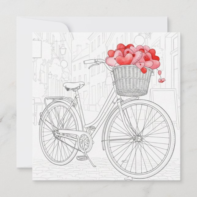 Cartão De Festividades Desenho de bicicleta vermelha em arte linear na ru (Frente)
